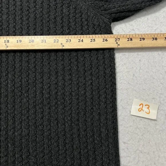 Eddie Bauer Men's XL Henley Sweater Heavyweight Dark Gray Pullover Button Up - Picture 7 of 11